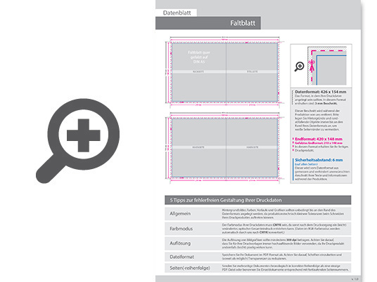 Product Bild faltblatt__gefalzt_auf_din_a5_quer__4-seiter__beidseitig_bedruckt_(4_4_farbig_+_1_sonderfarbe_hks)