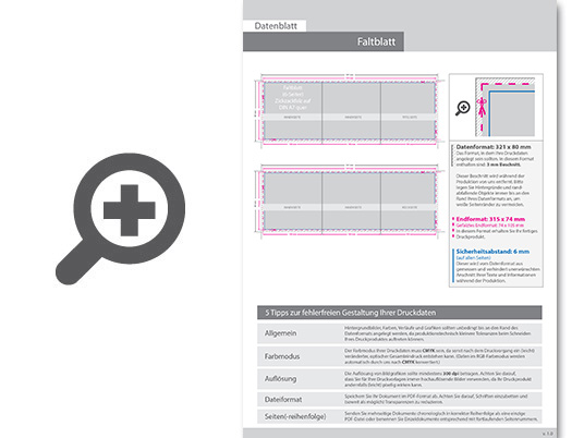 Product Bild faltblatt__gefalzt_auf_din_a7_quer__vertikaler_zickzackfalz__6-seitig