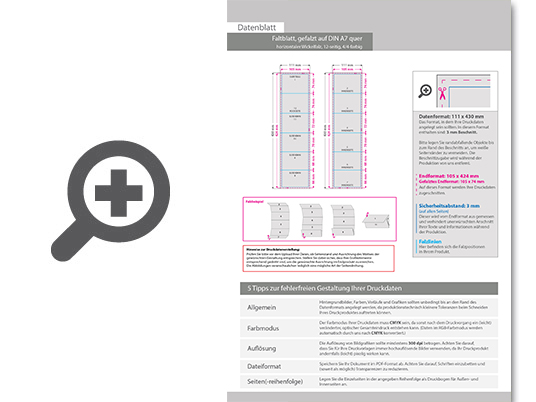 Product Bild faltblatt__gefalzt_auf_din_a7_quer__horizontaler_wickelfalz__12-seitig